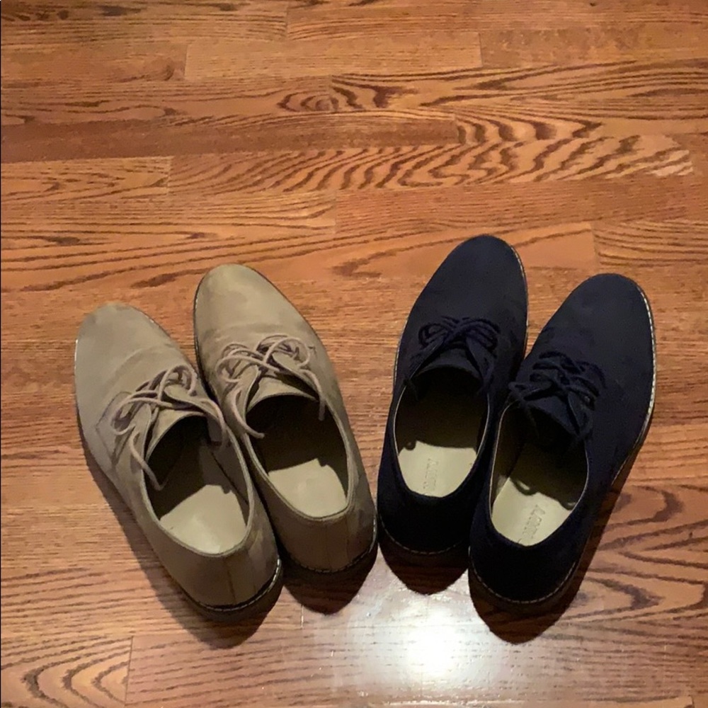 Two pairs of old navy casual work shoes.
